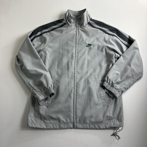 VINTAGE Nike Track Windbreaker Jacket Men Size XL Y2K Gray Tag Full Zip Logo‎ - Picture 1 of 10